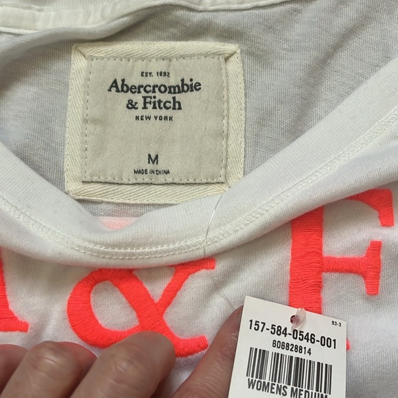 NWT Y2K Abercrombie & Fitch Wide Neck Neon Logo Top - Picture 3 of 6
